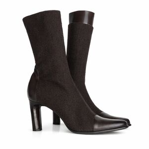 Andre Assous mixed material and leather fashion heeled boots 9.5